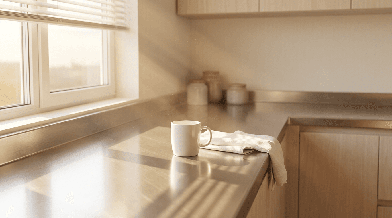 Spotless kitchen counter after deep clean